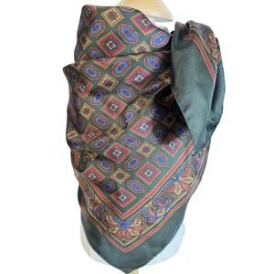 Vintage 100% Silk Scarf Geometric Print Classic Academia